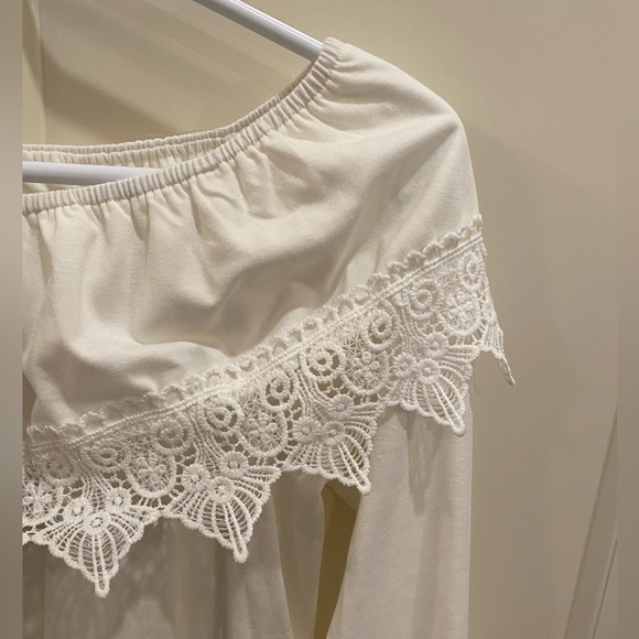 NWT SHEILAY SIZE MEDIUM WHITE OFF THE SHOULDER LONG SLEEVE TOP - Picture 4 of 8